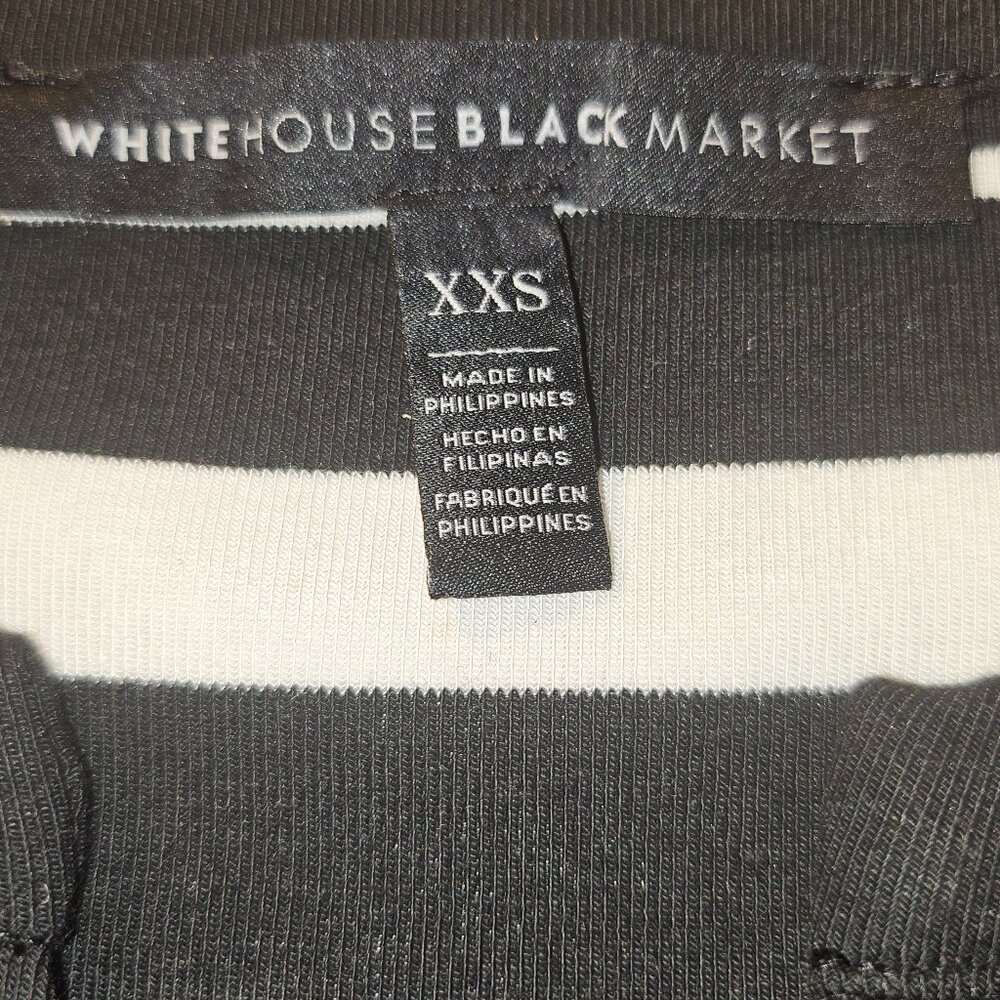(NWOT) WHBM BLACK and WHITE STRIPED SHORT SLEEVED DRESS SIZE XXS - Picture 11 of 13